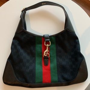 Black Gucci Shoulder Bag with Signature Stripe